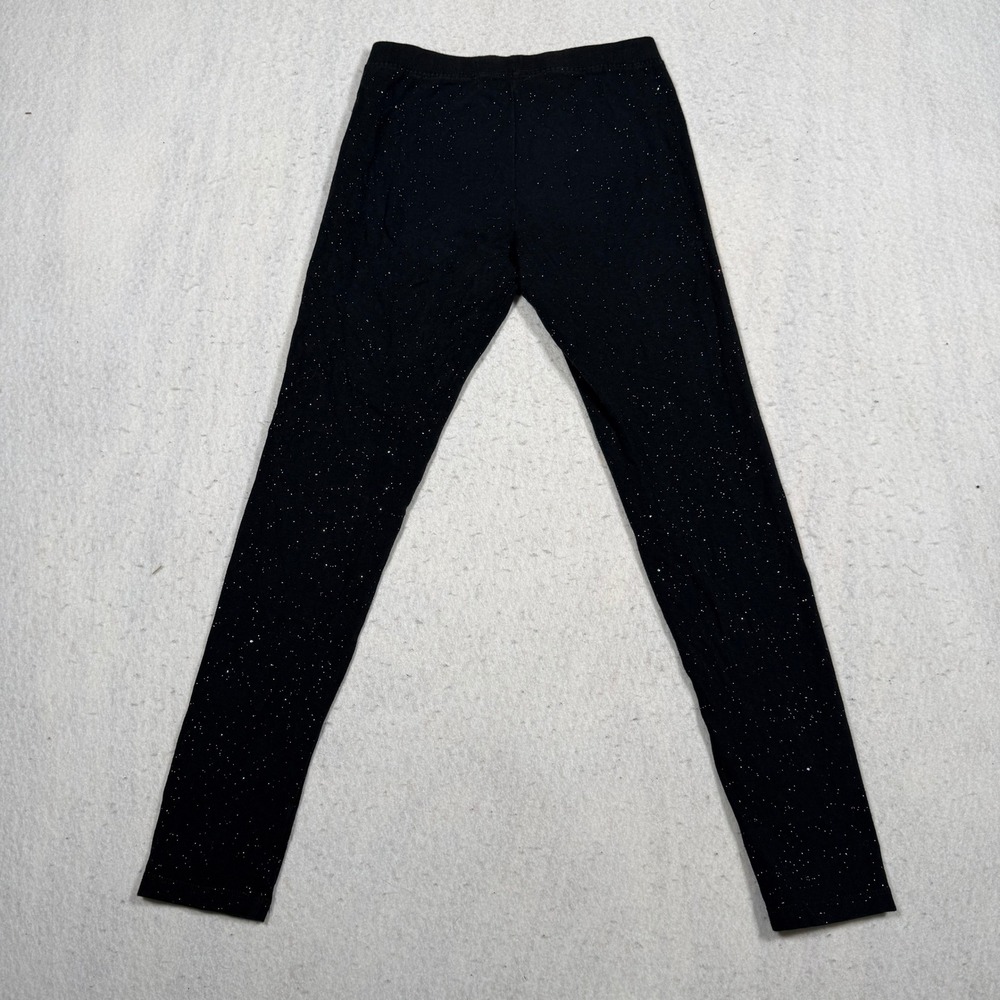 Cat & Jack Girls Black Sparkle Glitter Leggings Size L 10/12 Stretch Pants - Picture 2 of 6